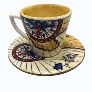 Piri Reis Haritası Desenli Sütlü Kahve & Latte Fincanı