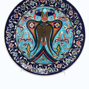 33cm Çift Başlı Selçuklu Kartalı Motifli Çini Tabak