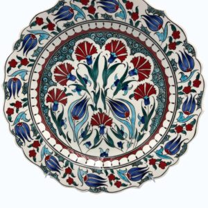 30cm Lale Karanfil Motifli Çini Tabak