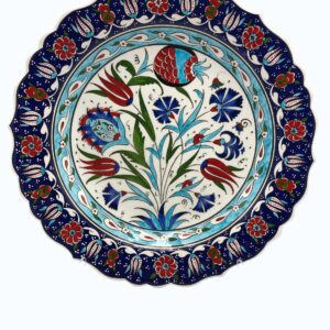 30cm Lale Karanfil Motifli Çini Tabak