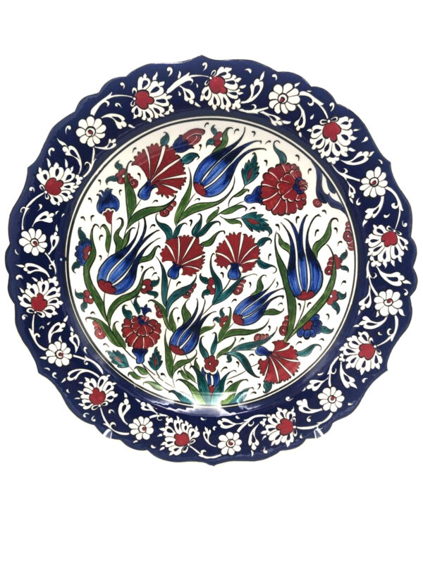 30cm Lale Karanfil Motifli Çini Tabak